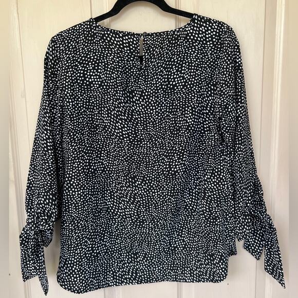 Nine West Black and White Blouse with Sleeve Ties Blouse | Size Small - Picture 5 of 6